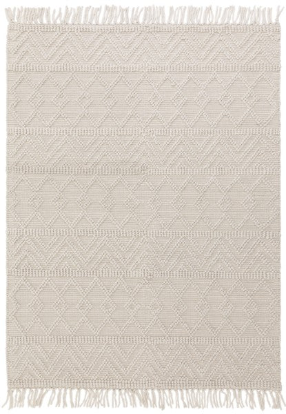 Asiatic luxury rug from Boho Collection Asra Rug with textured geometric pattern and fringe edges