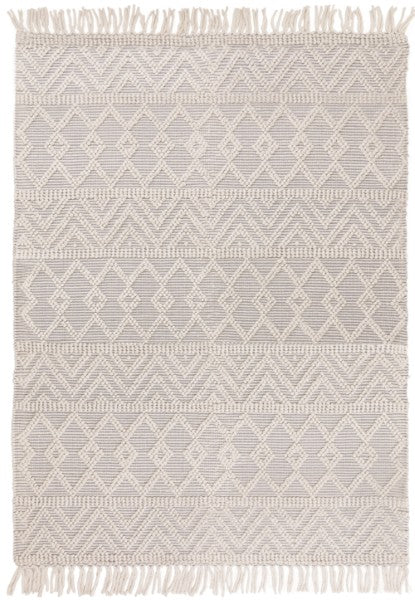 Asiatic Boho Collection Asra Rug luxury rug with geometric patterns and fringed edges in neutral tones