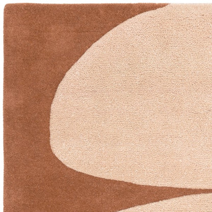 Asiatic luxury rug featuring a contemporary design canvas rug in beige and brown abstract shapes