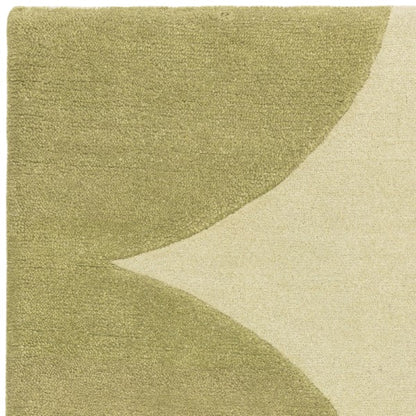 Asiatic luxury rug with contemporary design canvas rug featuring green and cream abstract shapes